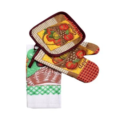 Cotton Printed Oven Mitt and Potholder Gift Set