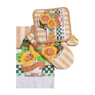 Kitchen Oven Mitt, Potholder, Tea Towel Set