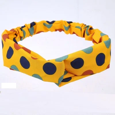 Head Band Women Vintage Round Dot Classic Elastic Criss Cross Head Wrap Length 27cm