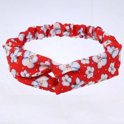 Head Band Women Vintage Flower Classic Elastic Criss Cross Head Wrap Length 27cm