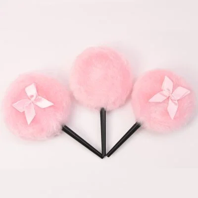 Beauty Soft Plush Powder Puff with Handle Lollipop Shape 7.5*13cm