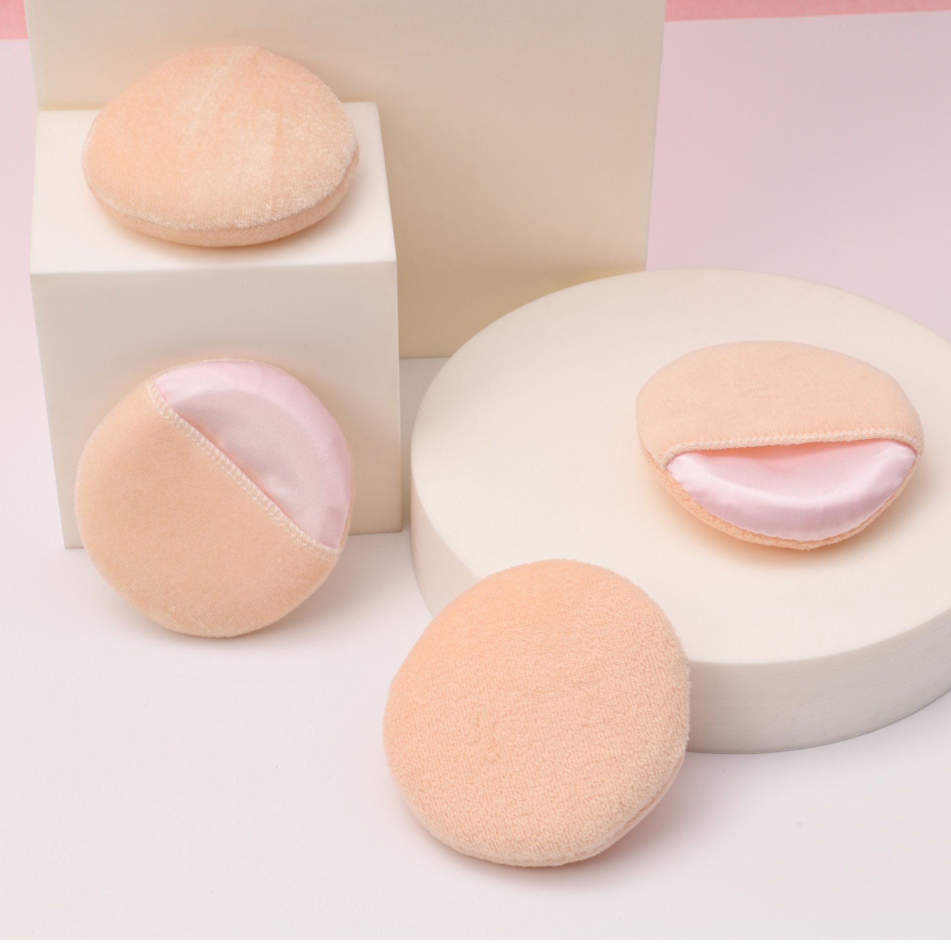 Hand Inserted Cotton Makeup Powder Puff Pad Soft Sponge Round Shape 8.5 ...