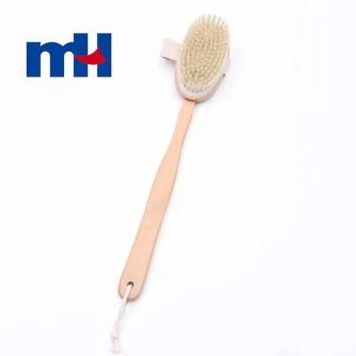 Natural Boar Bristles Wood Long Handle Bath Brush, Body Brush for Wet or Dry Brushing, 42.5*7cm