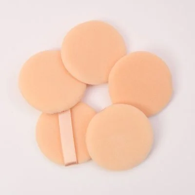 Flocking Powder Puff with Ribbon Soft Sponge Round Shape 5.5*0.7cm