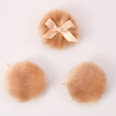 Plush Cosmetic Sponge Puff with Butterfly Ribbon Round Shape 5.5*2cm