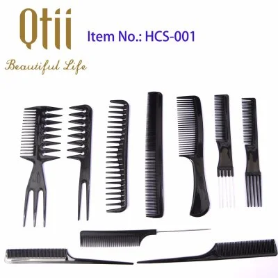 Professional Salon Hair Styling Comb set 10 pcs Comb Set for Barbers Straight Hair Comb Barbers Brush Black