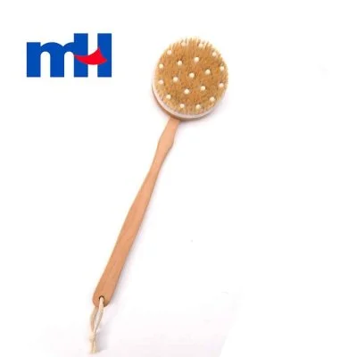 Natural Boar Bristles Wood Long Handle Bath Brush with Massage Nodes, Body Brush for Wet or Dry Brushing, 40*10.5cm