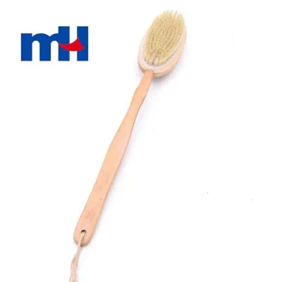 Natural Bristles Double Side Shower Brush with Long Handle for Back Scrubber, Wooden Massage Brush, 42*7cm