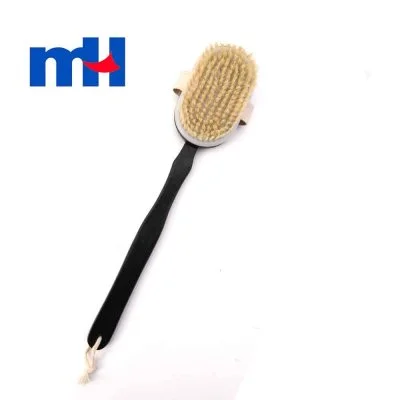 Natural Bristles Shower Brush with Long Handle for Back Scrubber, Brown Wooden Bath Body Brush, 42*8cm