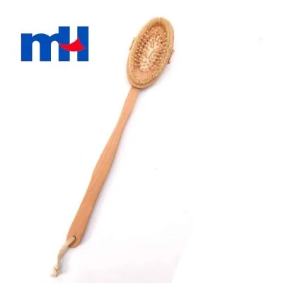 Natural Bristles Shower Brush with Long Handle for Back Scrubber, Wooden Massager Brush, 42*7cm